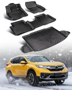Car Floor Mats for Honda CRV: 2017-2022 Cargo Liner(Not for Hybrid), Full Set All Weather Floor Liners Trunk Mat for Honda CR-V 2017 2018 2019 2020 2021 2022, Custom Fit TPE Accessories for CR V Black