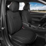 MotorBox Car Seat Covers – Ranch Leatherette Faux Leather Black Seat Covers for Car – Diamond Stitched Cushioned Seat Protectors for Automotive Accessories, Trucks, SUV, Car – Two Front Covers