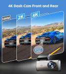 4K+2K Dash Cam Front and Rear,Dash Camera for Cars,Built-in 64G Card,5G WiFi APP Control,HDR Night Vision,24H Parking Mode,Loop Recording,Support 512GB Max(4k+2k)