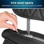 MotorBox Car Seat Covers – Ranch Leatherette Faux Leather Black Seat Covers for Car – Diamond Stitched Cushioned Seat Protectors for Automotive Accessories, Trucks, SUV, Car – Two Front Covers