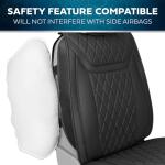 MotorBox Car Seat Covers – Ranch Leatherette Faux Leather Black Seat Covers for Car – Diamond Stitched Cushioned Seat Protectors for Automotive Accessories, Trucks, SUV, Car – Two Front Covers