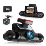 360 Degree View 4 Channel Dash Cam for Cars,Dash Cam Car Camera Front and Rear Inside Left Right,2” Dashcams with Night Vision,Loop Recording,24H Parking Mode Monitor,Reverse View+32G Memory Card