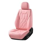 Huidasource Leather Car Seat Covers Full Set, Full Coverage Universal Fit for Most Cars SUVs Trucks, Easy Install with Velcro, Airbag Compatible, Retains Seat Functions & Cupholders, Pink