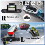 360 Degree View 4 Channel Dash Cam for Cars,Dash Cam Car Camera Front and Rear Inside Left Right,2” Dashcams with Night Vision,Loop Recording,24H Parking Mode Monitor,Reverse View+32G Memory Card