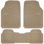 CAR PASS Tan Rubber Car Mats, Beige Waterproof Car Floor Mats All Weather, Car Mat Full Set 3 Piece, Automotive Floor Mat Trim to Fit for Cars Sedans SUVs Vans Trucks, Anti-Slip Easy Clean, All Beige