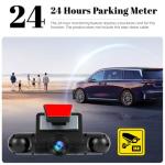 360 Degree View 4 Channel Dash Cam for Cars,Dash Cam Car Camera Front and Rear Inside Left Right,2” Dashcams with Night Vision,Loop Recording,24H Parking Mode Monitor,Reverse View+32G Memory Card