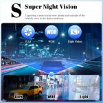 360 Degree View 4 Channel Dash Cam for Cars,Dash Cam Car Camera Front and Rear Inside Left Right,2” Dashcams with Night Vision,Loop Recording,24H Parking Mode Monitor,Reverse View+32G Memory Card