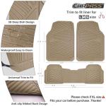 CAR PASS Tan Rubber Car Mats, Beige Waterproof Car Floor Mats All Weather, Car Mat Full Set 3 Piece, Automotive Floor Mat Trim to Fit for Cars Sedans SUVs Vans Trucks, Anti-Slip Easy Clean, All Beige