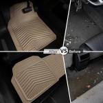 CAR PASS Tan Rubber Car Mats, Beige Waterproof Car Floor Mats All Weather, Car Mat Full Set 3 Piece, Automotive Floor Mat Trim to Fit for Cars Sedans SUVs Vans Trucks, Anti-Slip Easy Clean, All Beige