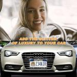 [2 Pack] Luxury Bling License Plate Frames - Hand-Set 1200+ Sparkly Crystals - Rust-Proof Stainless Steel Car Accessories for Women - Universal Fit Front and Rear Set