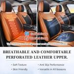 Coverado Car Seat Covers Full Set, Breathable Nappa Leather Seat Covers for Cars, Automotive Seat Covers, Waterproof Front and Back Car Seat Protector Universal Fit Most Cars(Brown&Black)
