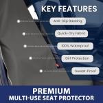 Dri Seats Waterproof Car Seat Cover – Premium Sweat Towel with Slip Resistant Backing for Front Seats in Cars, Trucks, SUVs – Universal Seat Liner, Easy Install (Gray, Large)