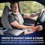 Dri Seats Waterproof Car Seat Cover – Premium Sweat Towel with Slip Resistant Backing for Front Seats in Cars, Trucks, SUVs – Universal Seat Liner, Easy Install (Gray, Large)