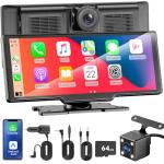 10.26" Apple Carplay Screen for Car, Wireless Car Play & Android Auto HD Touch Screen, 4K Dash Cam, 1080P Backup Camera, Bluetooth/FM/Mirror Link/GPS Navigation, for All Vehicles, Valentines Day Gifts