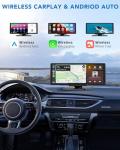 10.26" Apple Carplay Screen for Car, Wireless Car Play & Android Auto HD Touch Screen, 4K Dash Cam, 1080P Backup Camera, Bluetooth/FM/Mirror Link/GPS Navigation, for All Vehicles, Valentines Day Gifts