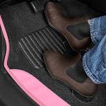 BDK Pink Carpet – Two-Tone Faux Leather Automotive Floor Mats, Included Anti-Slip Features and Built-in Heel Pad, Stylish for Cars Truck Van SUV, MT202