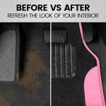 BDK Pink Carpet – Two-Tone Faux Leather Automotive Floor Mats, Included Anti-Slip Features and Built-in Heel Pad, Stylish for Cars Truck Van SUV, MT202