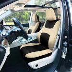 FH Group Full Set Light and Breezy Car Interior Covers-Front and Rear Split Bench Beige Seat Covers,Universal Fit for Cars, Trucks and SUVs