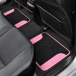 BDK Pink Carpet – Two-Tone Faux Leather Automotive Floor Mats, Included Anti-Slip Features and Built-in Heel Pad, Stylish for Cars Truck Van SUV, MT202