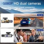 Dash Cam Front and Inside, 1080P Dual Dash Cam for Car, 3.16 Inch IPS Screen Driving Recorder with IR Night Vision, Loop Recording, Wide Angle Lens, 24H Parking Traffic Recorder