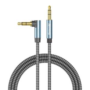 Nanxudyj AUX Cord 6ft,3.5mm Stereo Audio Cable 90 Degree Nylon Braided 3.5mm Male to Male Stereo Aux Cables Right Angle TRS Cable Portable Compatible for Headphone, car,Tablets, Speakers