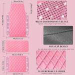 NBTEPEM Pink Bling Leather Car Floor Mats Full Set, Sparkly Diamond Car Mats Universal Fit Most Automotive, Glitter Rhinestone Carpet Waterproof Anti-Slip, 5 pcs Set (Pink Leather Diamond)