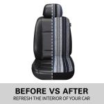 Pariitadin Baja Saddle Blanket Car Seat Covers Front Set with Seat Belt Pads, Washable Breathable Striped Woven Cloth Seat Covers for Cars, Universal Fit Most Cars, Airbag Compatible, Blue