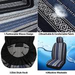 Pariitadin Baja Saddle Blanket Car Seat Covers Front Set with Seat Belt Pads, Washable Breathable Striped Woven Cloth Seat Covers for Cars, Universal Fit Most Cars, Airbag Compatible, Blue