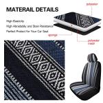 Pariitadin Baja Saddle Blanket Car Seat Covers Front Set with Seat Belt Pads, Washable Breathable Striped Woven Cloth Seat Covers for Cars, Universal Fit Most Cars, Airbag Compatible, Blue