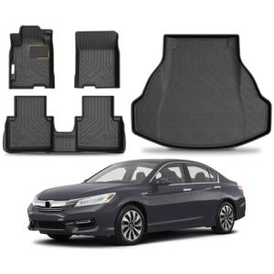 KUST Floor Mats Cargo Mat for Honda Accord Sedan 2013-2017, All Weather Floor Liners with Cargo Mat for Accord Accessories Rear Car Mats TPE Rubber Raised Edge