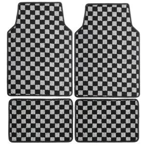 Plaid Car Floor Mats Set of 4,Checkered Plaid Pattern Vehicle Front Rear All Weather Carpets Mosaic Mats Rugs Non-Slip Auto Foot Mats Car Accessories Universal Fit for Car SUV Truck Van (Black White)