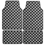 Plaid Car Floor Mats Set of 4,Checkered Plaid Pattern Vehicle Front Rear All Weather Carpets Mosaic Mats Rugs Non-Slip Auto Foot Mats Car Accessories Universal Fit for Car SUV Truck Van (Black White)