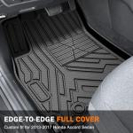 KUST Floor Mats Cargo Mat for Honda Accord Sedan 2013-2017, All Weather Floor Liners with Cargo Mat for Accord Accessories Rear Car Mats TPE Rubber Raised Edge