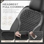 Coverado Seat Covers Full Set, Luxury Leather Car Seat Cover with Carbon Fiber Accents Design, Spill-Proof Durable Black Automotive Seat Covers, Front and Rear Seat Protectors Universal Fit Most Cars