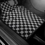 Plaid Car Floor Mats Set of 4,Checkered Plaid Pattern Vehicle Front Rear All Weather Carpets Mosaic Mats Rugs Non-Slip Auto Foot Mats Car Accessories Universal Fit for Car SUV Truck Van (Black White)