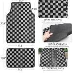 Plaid Car Floor Mats Set of 4,Checkered Plaid Pattern Vehicle Front Rear All Weather Carpets Mosaic Mats Rugs Non-Slip Auto Foot Mats Car Accessories Universal Fit for Car SUV Truck Van (Black White)
