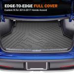 KUST Floor Mats Cargo Mat for Honda Accord Sedan 2013-2017, All Weather Floor Liners with Cargo Mat for Accord Accessories Rear Car Mats TPE Rubber Raised Edge