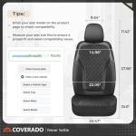 Coverado Seat Covers Full Set, Luxury Leather Car Seat Cover with Carbon Fiber Accents Design, Spill-Proof Durable Black Automotive Seat Covers, Front and Rear Seat Protectors Universal Fit Most Cars