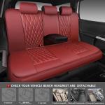 CAR PASS Piping Luxury Faux Leather Seat Covers Full Set, Premium Delux Anti-Slip Waterproof Automotive Seat Cover Universal Fit for Sedans Suvs Vans Trucks, Armrest & Airbag Compatible, Burgundy Red