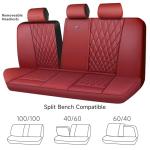 CAR PASS Piping Luxury Faux Leather Seat Covers Full Set, Premium Delux Anti-Slip Waterproof Automotive Seat Cover Universal Fit for Sedans Suvs Vans Trucks, Armrest & Airbag Compatible, Burgundy Red