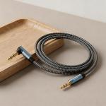 Nanxudyj AUX Cord 6ft,3.5mm Stereo Audio Cable 90 Degree Nylon Braided 3.5mm Male to Male Stereo Aux Cables Right Angle TRS Cable Portable Compatible for Headphone, car,Tablets, Speakers