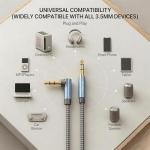 Nanxudyj AUX Cord 6ft,3.5mm Stereo Audio Cable 90 Degree Nylon Braided 3.5mm Male to Male Stereo Aux Cables Right Angle TRS Cable Portable Compatible for Headphone, car,Tablets, Speakers