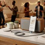 Nanxudyj AUX Cord 6ft,3.5mm Stereo Audio Cable 90 Degree Nylon Braided 3.5mm Male to Male Stereo Aux Cables Right Angle TRS Cable Portable Compatible for Headphone, car,Tablets, Speakers