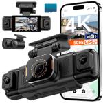 N5 PRO 4K 4 Channel Dash Cam, 360° All-Around View, 1080P Rear and Inside, 5G WiFi 6 - Up to 10MB/s, Built-in GPS, 8 IR Night Vision, G-Sensor, 24H Parking Mode, Free 128GB SD Card Included