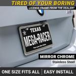 Premium Slim Chrome Silver License Plate Frames – 2 Pack, Rust-Free Stainless Steel, Rattle-Free & Street Legal Universal Fit with Screw Caps, Thin Metal Front & Rear Car Tag Holders - For Men & Women