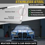Premium Slim Chrome Silver License Plate Frames – 2 Pack, Rust-Free Stainless Steel, Rattle-Free & Street Legal Universal Fit with Screw Caps, Thin Metal Front & Rear Car Tag Holders - For Men & Women