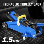 DNA Motoring 1.5 Ton Car Floor Jack Low Profile Hydraulic Trolley Service/Floor Jack, 1.5T / 3000 lbs Capacity, Lifting Range 5.3 Inch -12 Inch, with Storage Case, Blue, TOOLS-00327