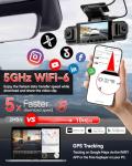 N5 PRO 4K 4 Channel Dash Cam, 360° All-Around View, 1080P Rear and Inside, 5G WiFi 6 - Up to 10MB/s, Built-in GPS, 8 IR Night Vision, G-Sensor, 24H Parking Mode, Free 128GB SD Card Included