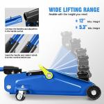 DNA Motoring 1.5 Ton Car Floor Jack Low Profile Hydraulic Trolley Service/Floor Jack, 1.5T / 3000 lbs Capacity, Lifting Range 5.3 Inch -12 Inch, with Storage Case, Blue, TOOLS-00327