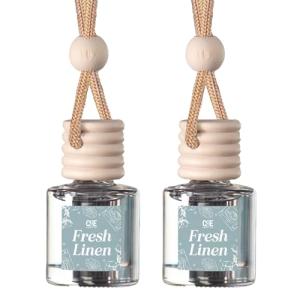 C&E Craft Co Hanging Car Air Freshener Diffuser 2 Pack, Long Lasting Fragrance Oil Car Freshener, Glass Bottle Auto Air Freshener, Made in USA (Fresh Linen)